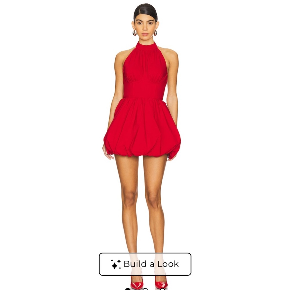 MAJORELLE Margarita Cherry Red Mini Bubble Hem Dress